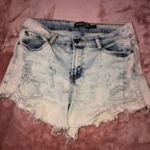 Light washed jean shorts